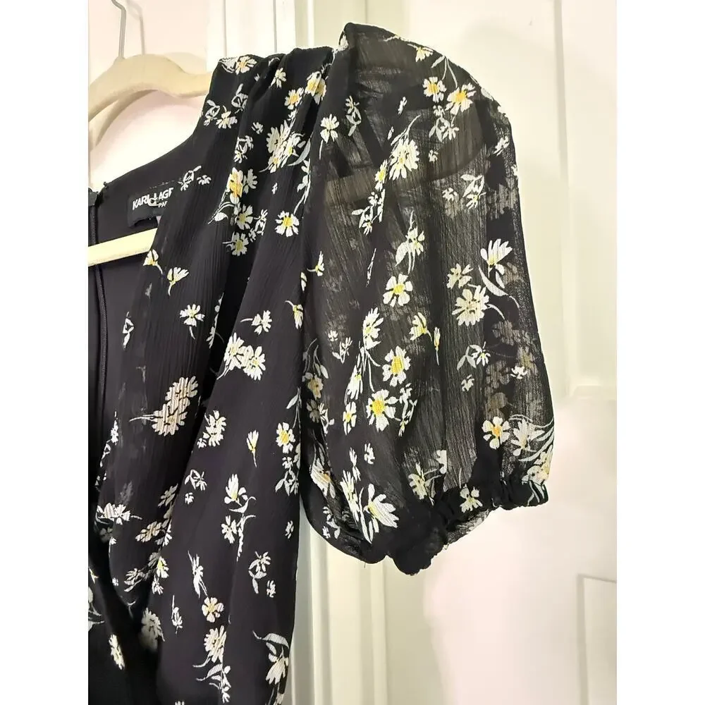 Karl Lagerfeld Floral Hi-Lo Wrap Dress - Size 0 - Picture 5 of 8